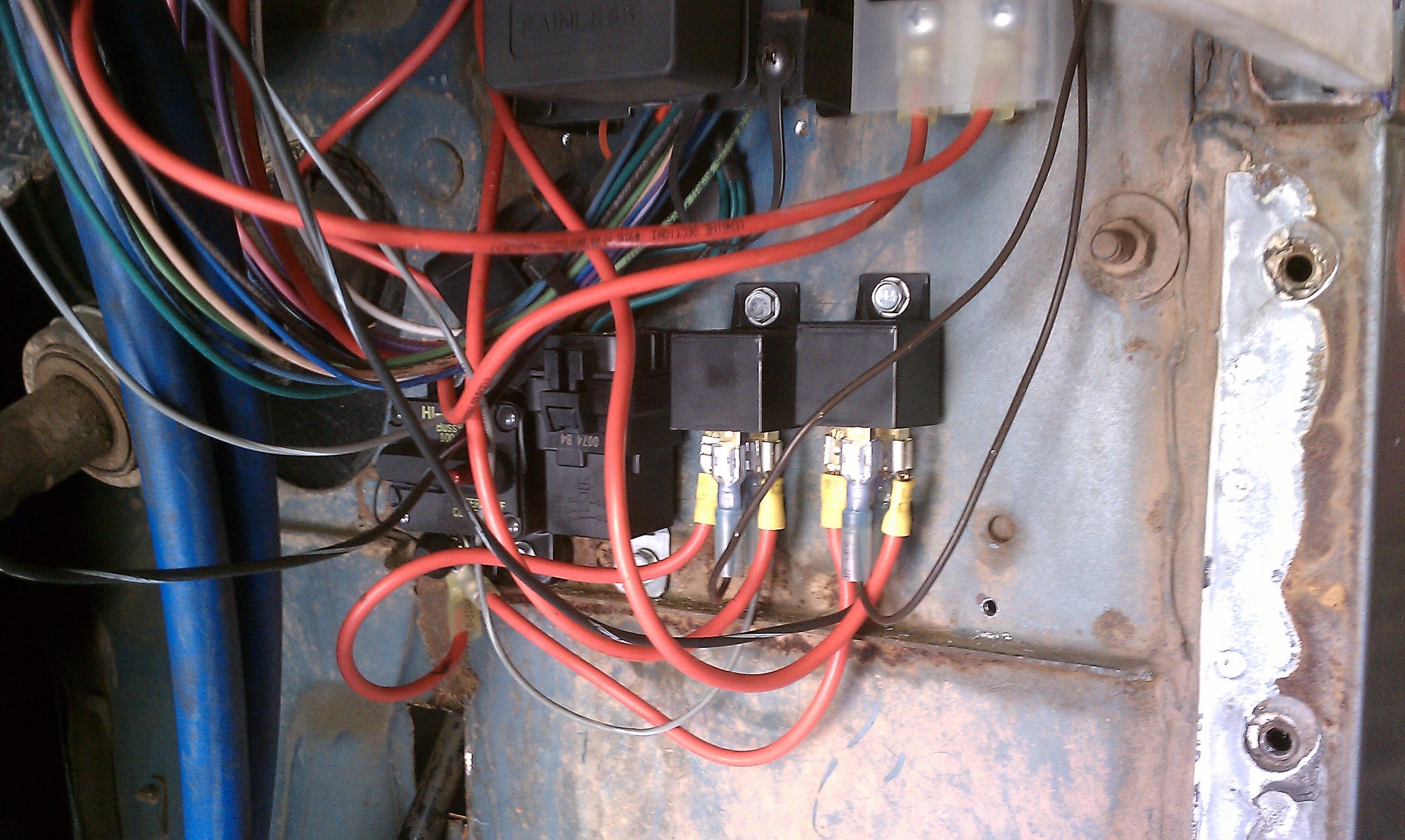 Wired up both speeds.  Need to do something about boxing in all this wiring to keep mud and water out of it.